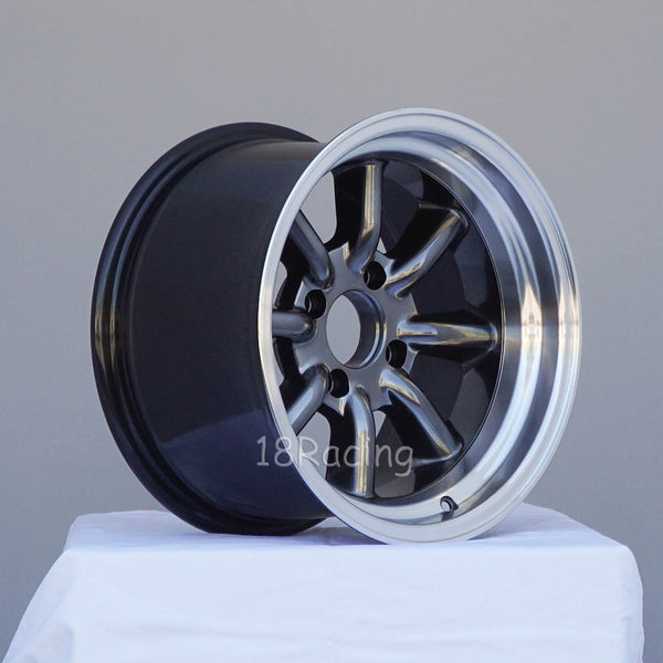 Rota Wheels RKR 1590 4X114.3 -15 73 Hyperblack with Polish Lip