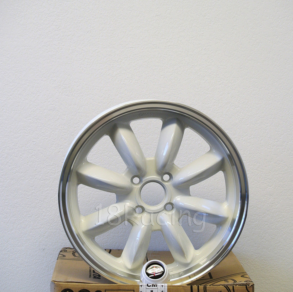 Rota Wheels RB 1570 4X100 35 67.1 White with Polish Lip