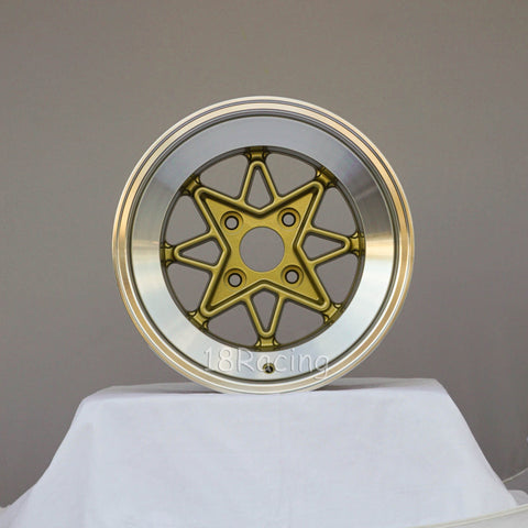 Rota Wheels Hachiju 1590 4X100 -15 67.1  Gold with Polish Lip