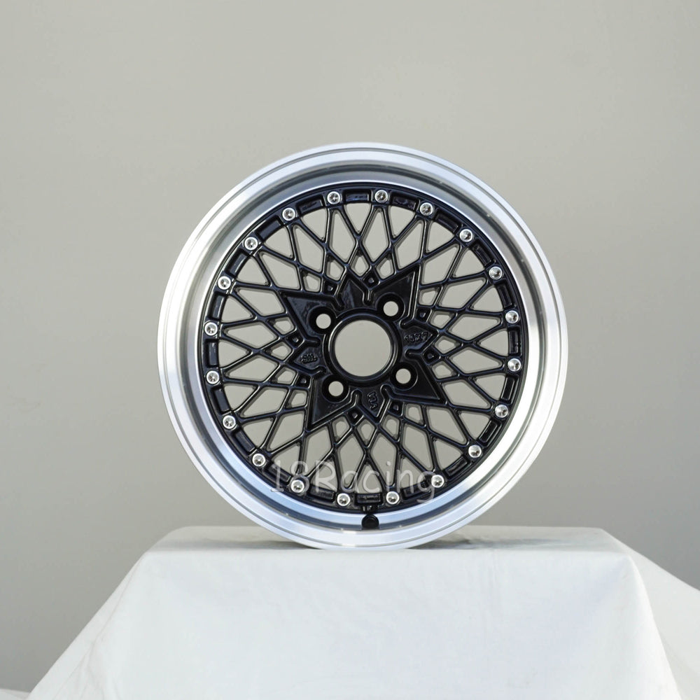 Rota Wheels Os Mesh 1570 4X100 25 57.1 Black with Polish Lip