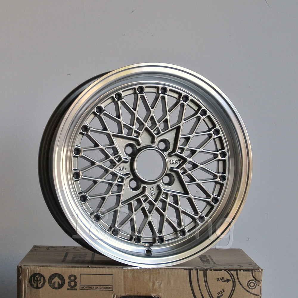 Rota Wheels Os Mesh 1570 4X95.25 25 57.1 Steel Grey with Polish Lip