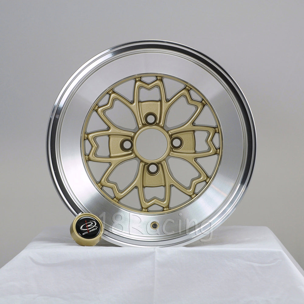 Rota Wheels Aleica 1580 4x100 10 67.1 Gold with Polish Lip