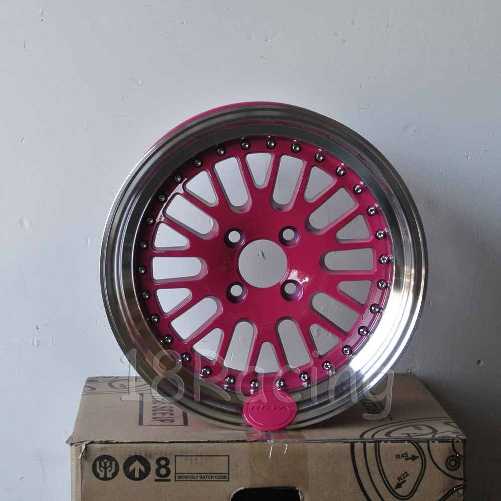 Rota Wheels Flush 1580 4X100 20 67.1 Pink with Polish Lip