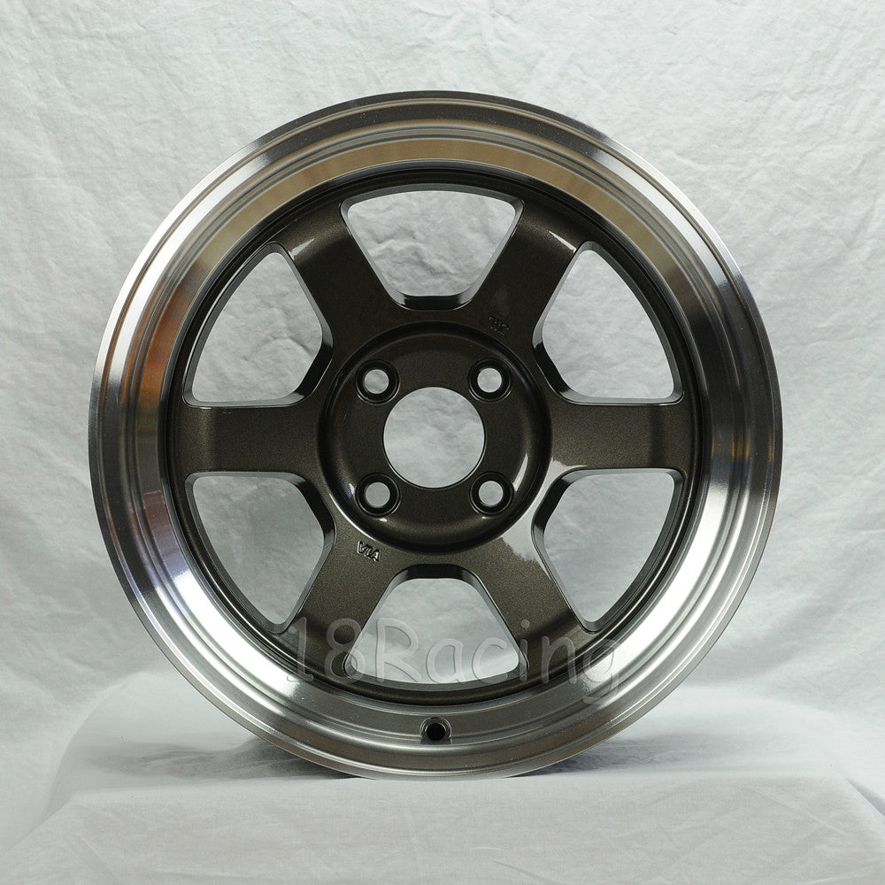 Rota Wheels Grid V 1580 4X100 0 67.1 Gunmetal with Polish Lip