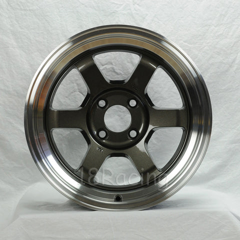 Rota Wheels Grid V 1590 4X100 0 67.1 Gunmetal with Polish Lip