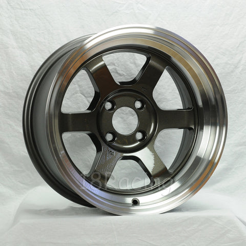 Rota Wheels Grid V 1570 4X114.3 0 73 Gunmetal with Polish Lip