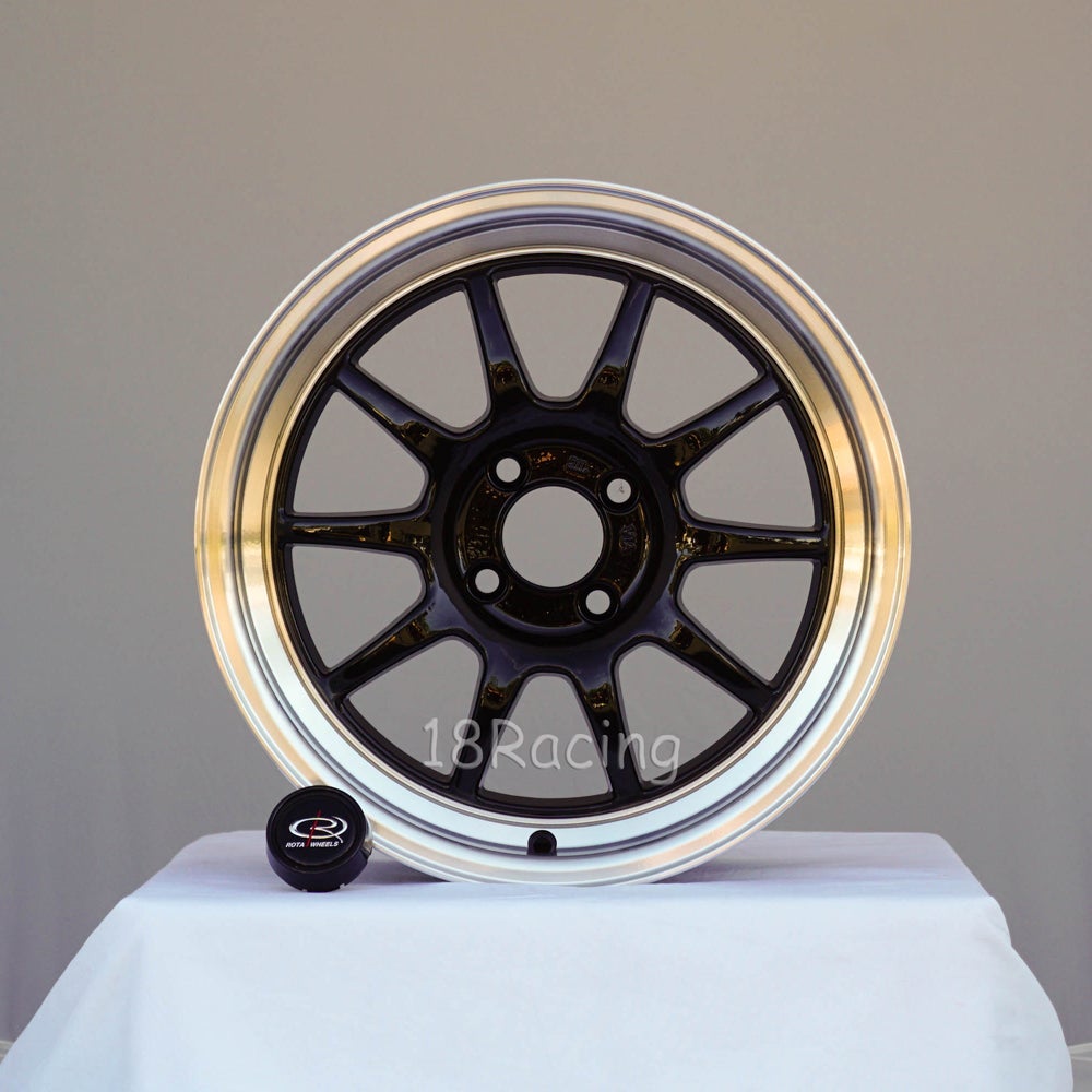 Rota Wheels GT3 1670 4X100 40 67.1 Black with Polish Lip