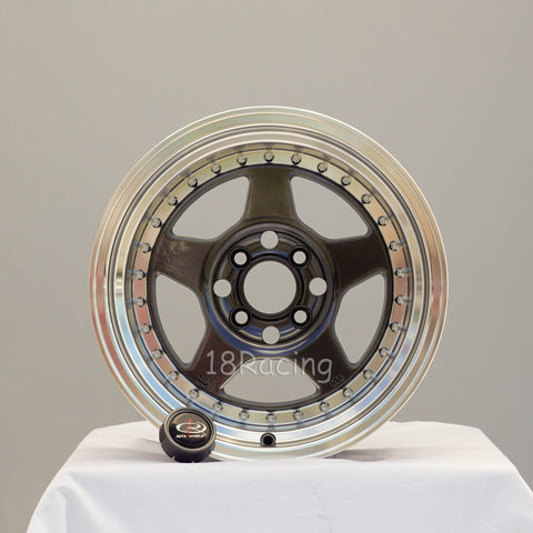 Rota Wheels Kyusha 1580 4X100 0 67.1 Hyperblack with Polish Lip