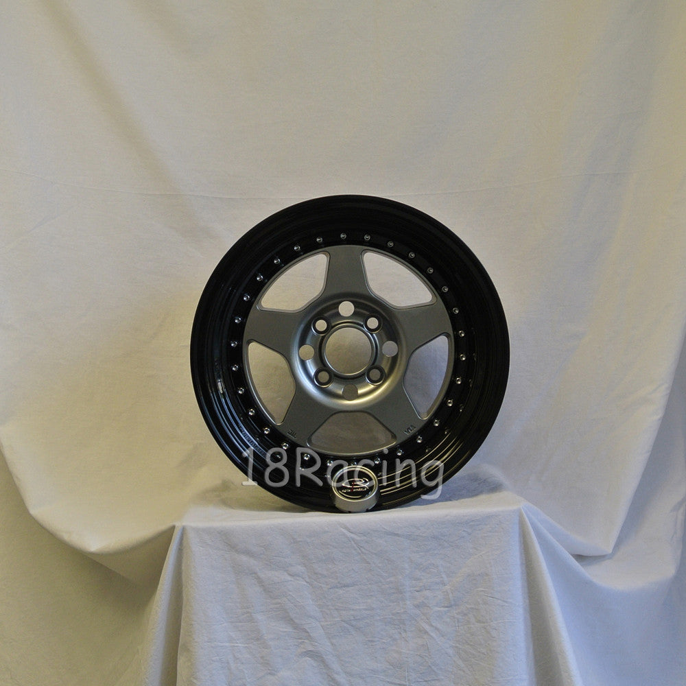 Rota Wheels Kyusha 1590 4X100 0 67.1 Steel Grey with Black Lip