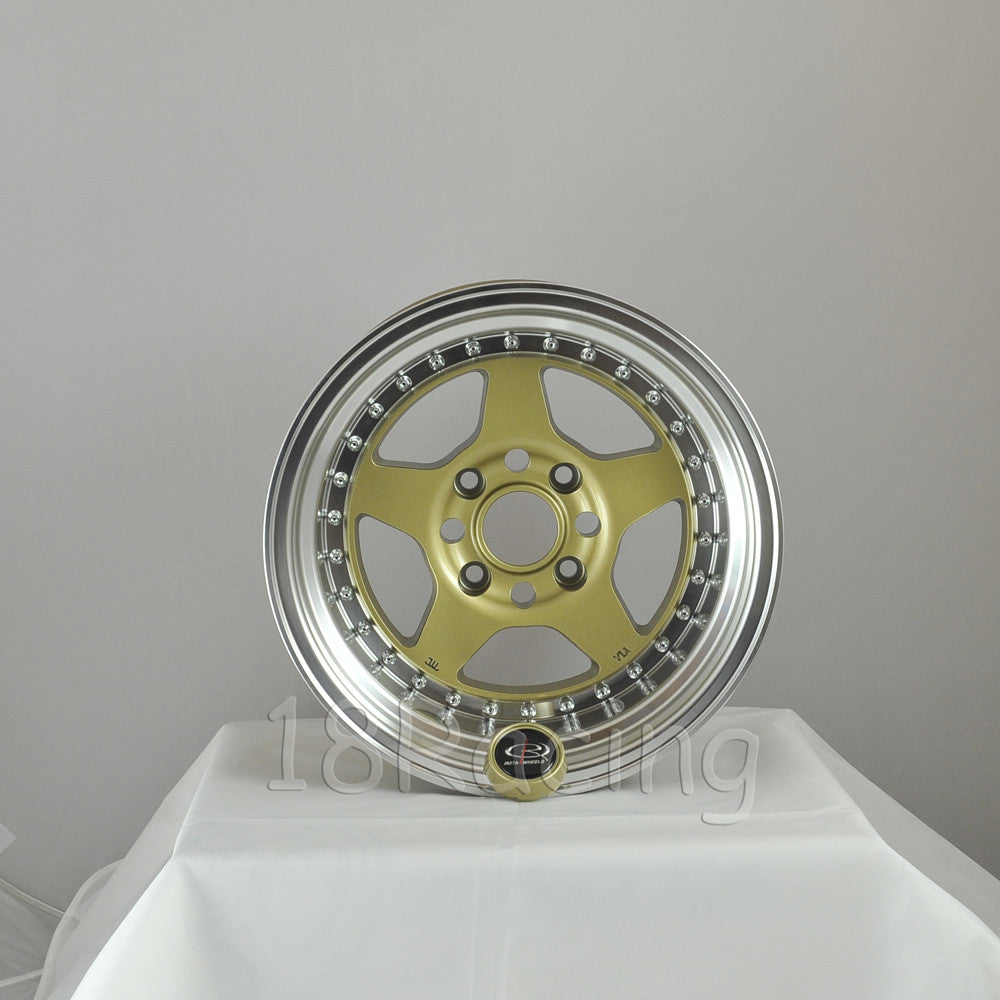 Rota Wheels Kyusha 1590 4X114.3 -15 73 Gold with Polish Lip