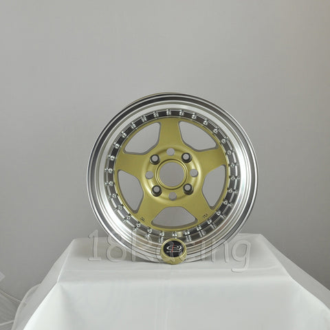 Rota Wheels Kyusha 1590 4X114.3 -15 73 Gold with Polish Lip