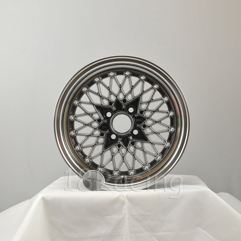 Rota Wheels Os Mesh 1570 4X114.3 20 73 Hyperblack with Polish Lip