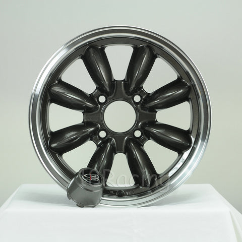 Rota Wheels RB 1580 4X100 35 67.1 Gunmetal with Polish Lip