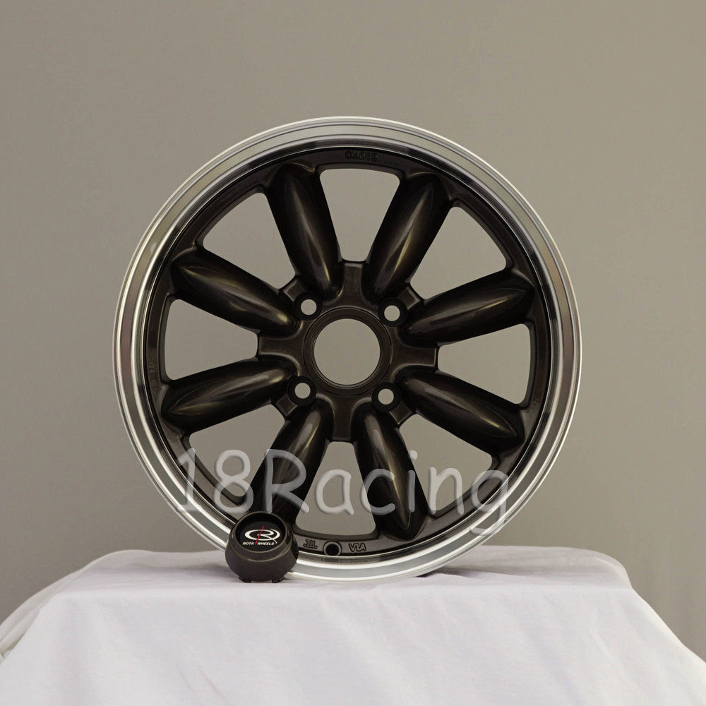 Rota Wheels RB 1670 4X100 40 56.1 Gunmetal with Polish Lip