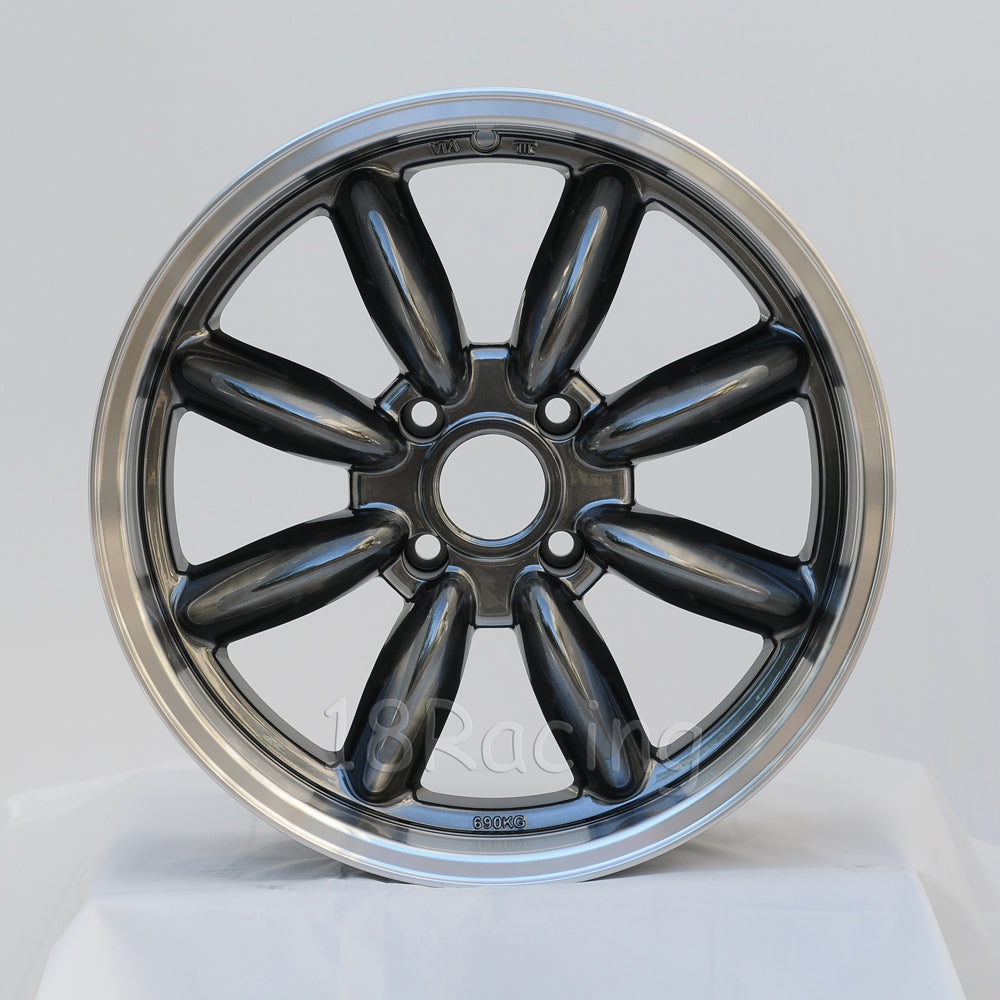 Rota Wheels RB 1775 4X100 45 56.1 Hyperblack with Polish Lip