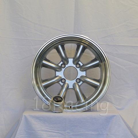 Rota Wheels RKR 1590 4X100 -15 67.1 Silver with Polish Lip